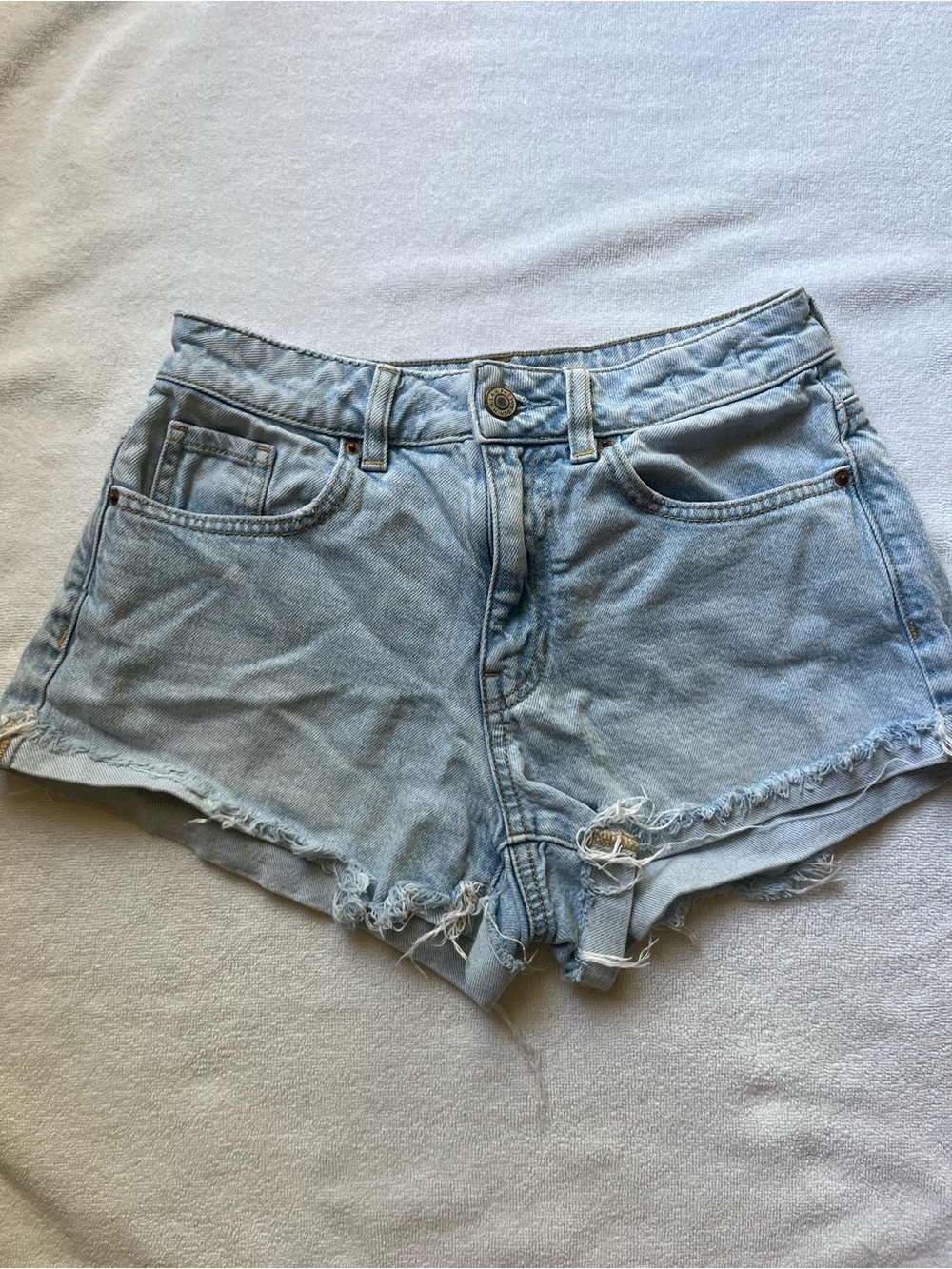 PacSun Light Blue Distressed Denim Cutoff Shorts size 23